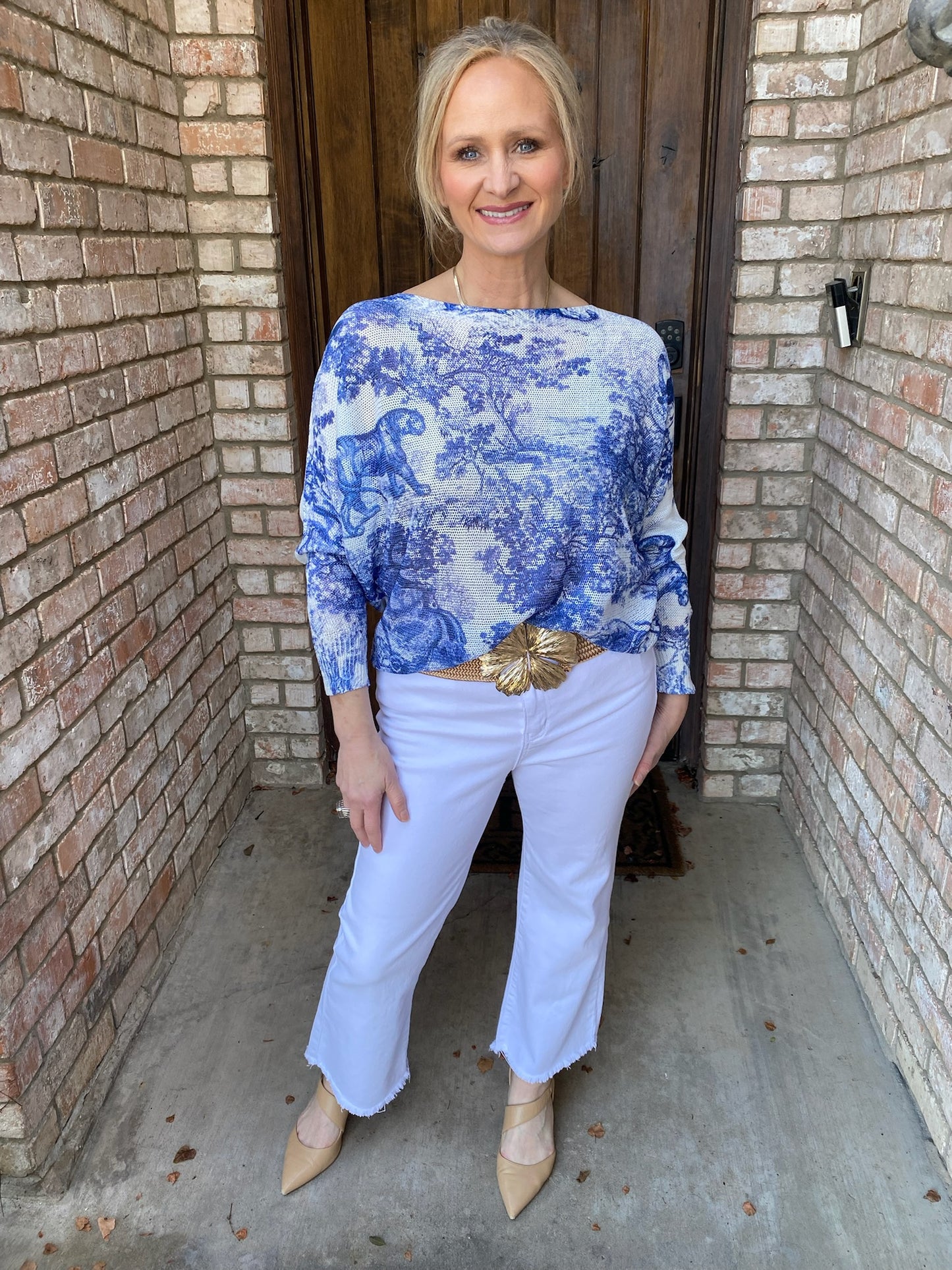 Capri Blue Toile Italian Knit