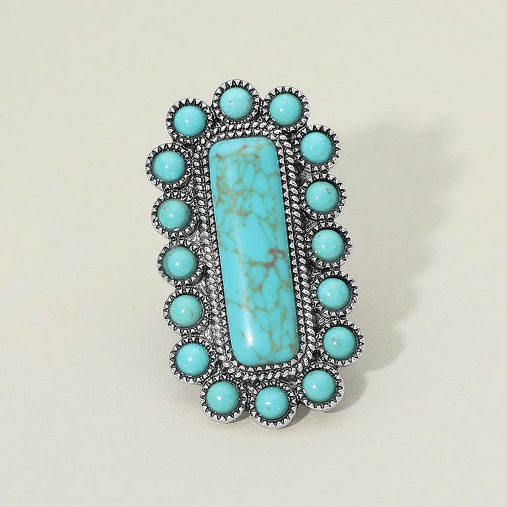 Western Boho Turquoise Statement Ring