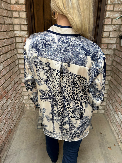Cheetah Royale Blouse-Blue