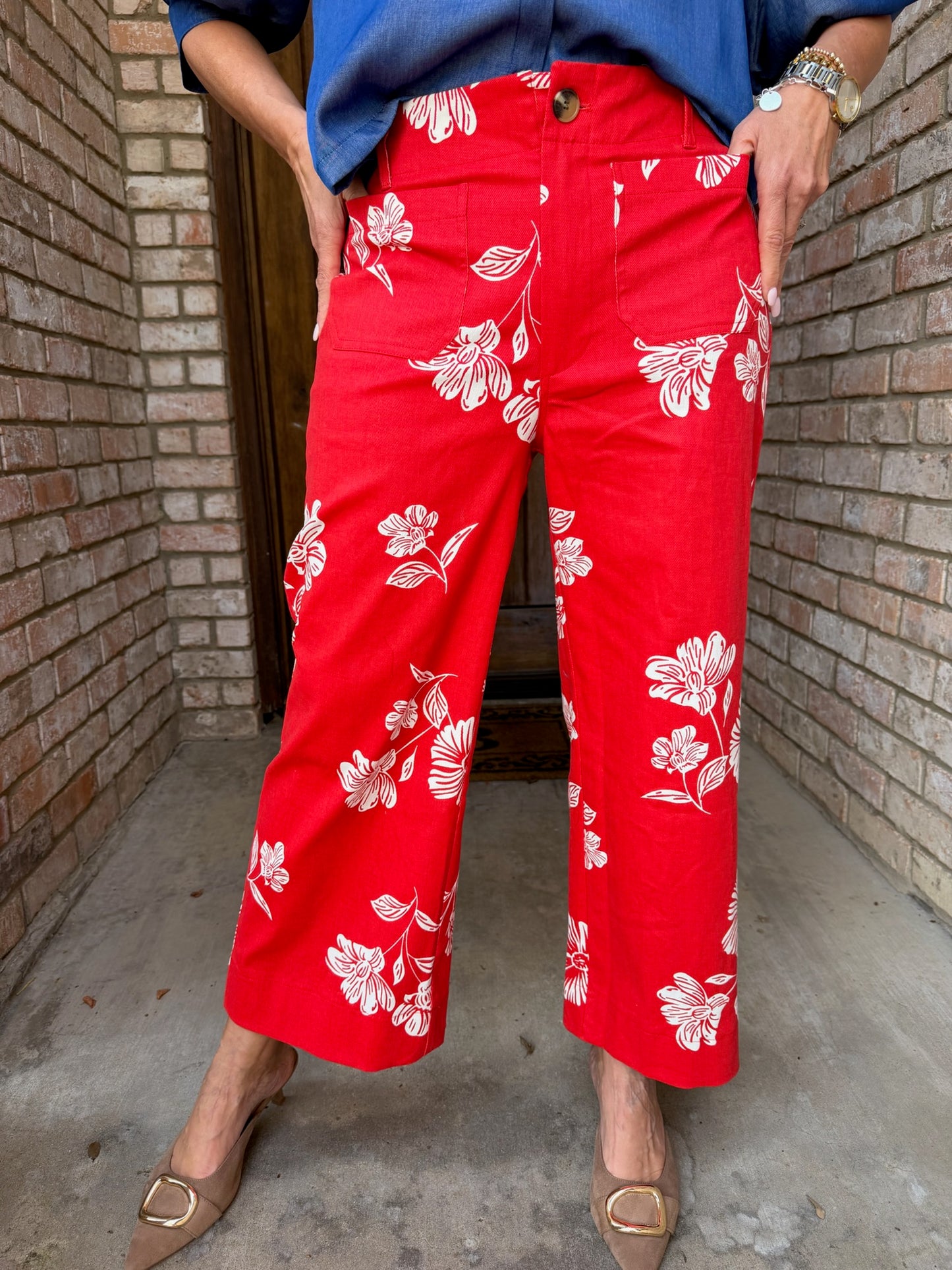 Colette Red Floral Pant