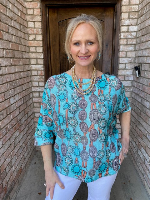 Turquoise Concho-Italian Knit