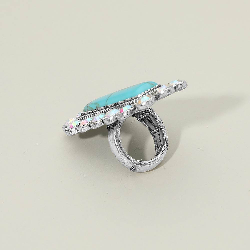 Western Boho Turquoise Statement Ring