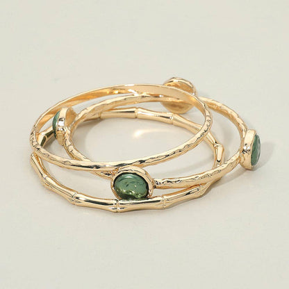 Green Goddess Gold Layered Bracelet Set