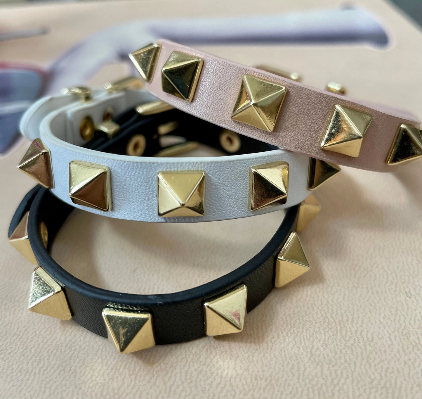 Gold Stud Bracelet- Black