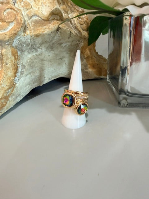 Green Iridescent Gold Ring