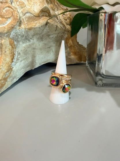Green Iridescent Gold Ring