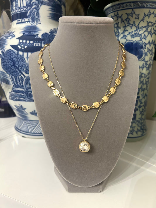 Crystal Drop Layered Necklace