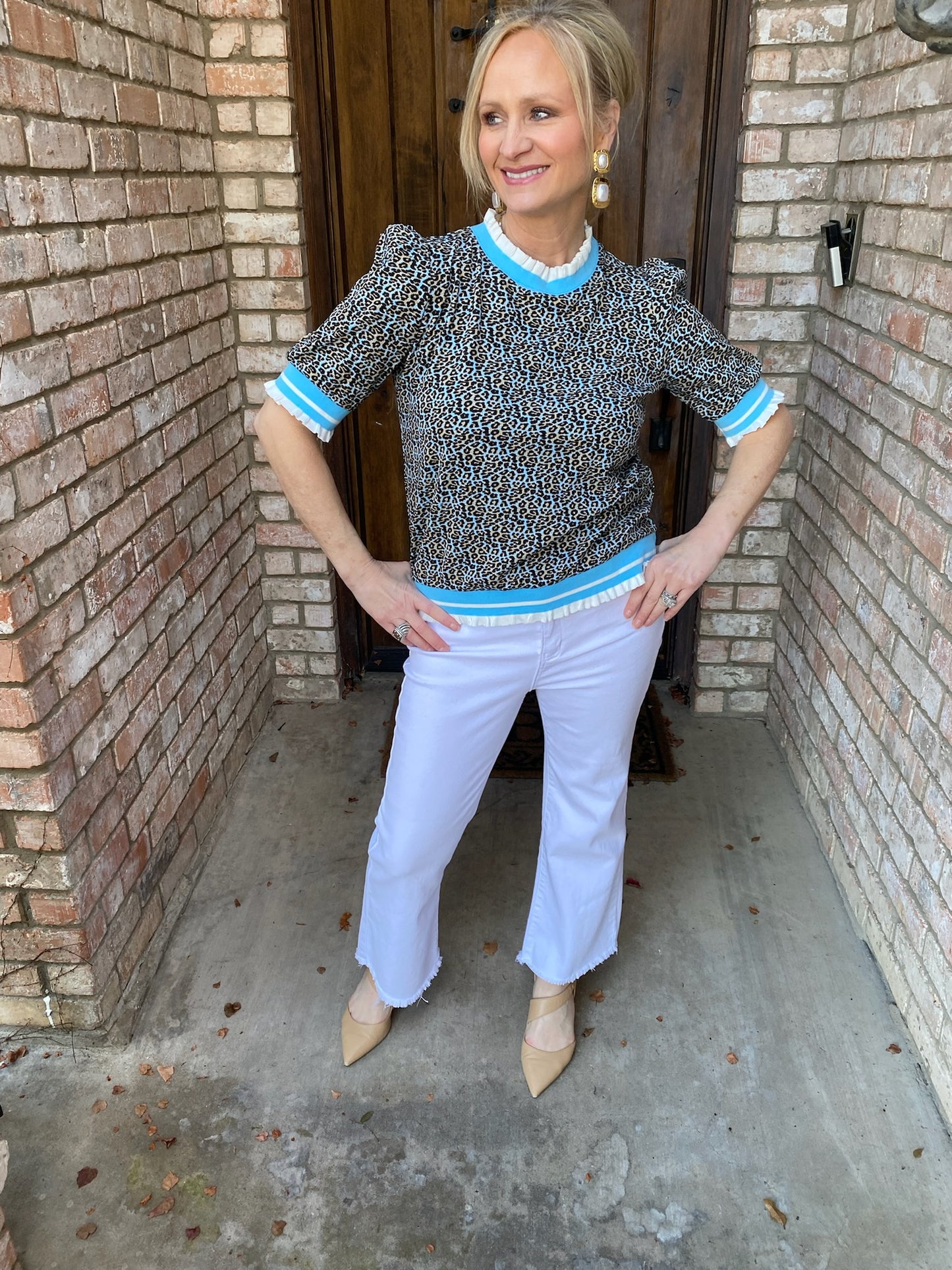 Ella Blue Leopard Top