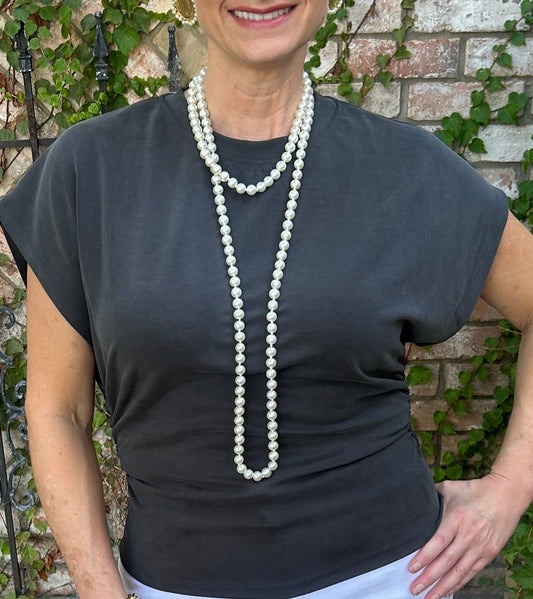 PEARL SINGLE STRAND LONG NECKLACE