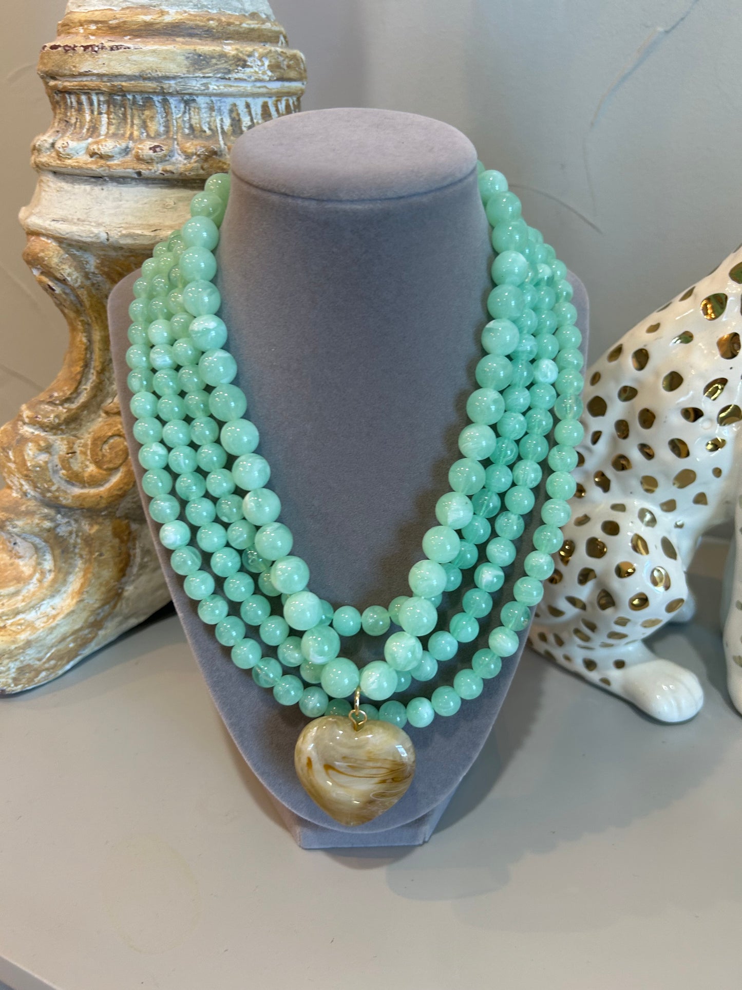 Mint Green Layered Bead Necklace