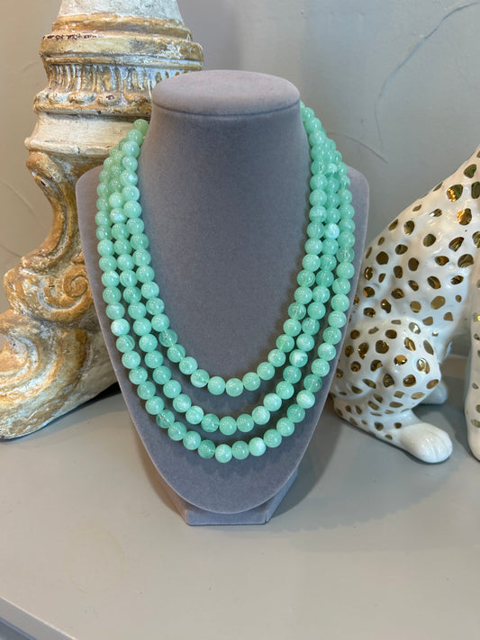 Mint Green Layered Bead Necklace