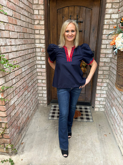 Tartan Puff Blouse