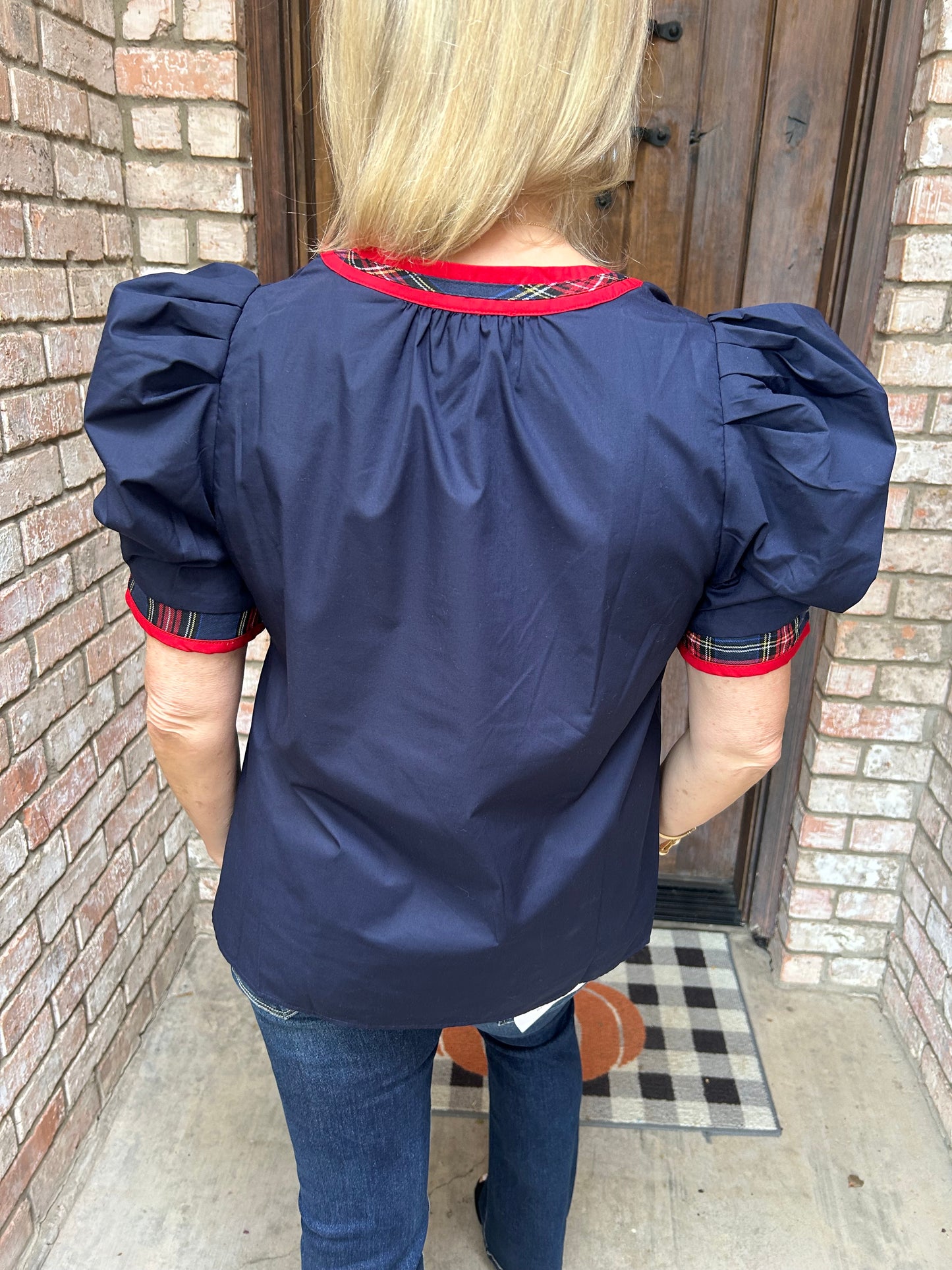 Tartan Puff Blouse