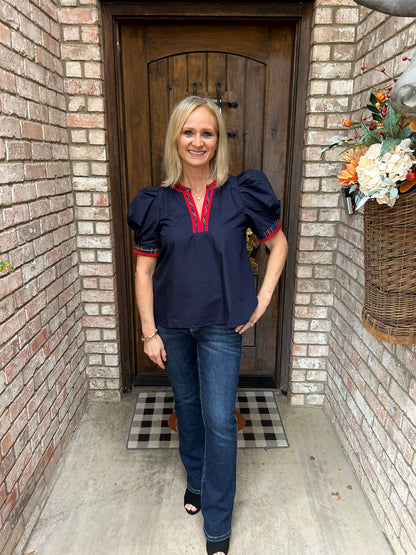 Tartan Puff Blouse