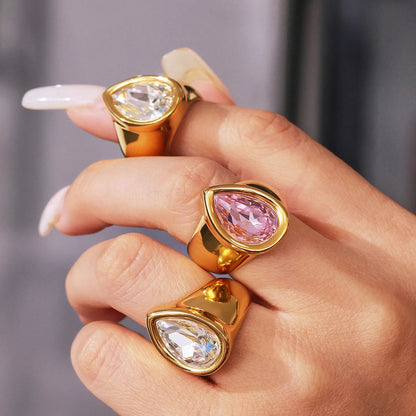 Pink Pear Statement Ring