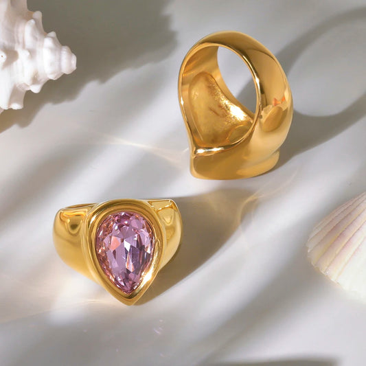 Pink Pear Statement Ring