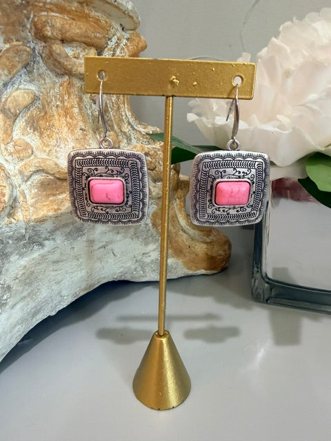 Pink Mesa Concho Earring