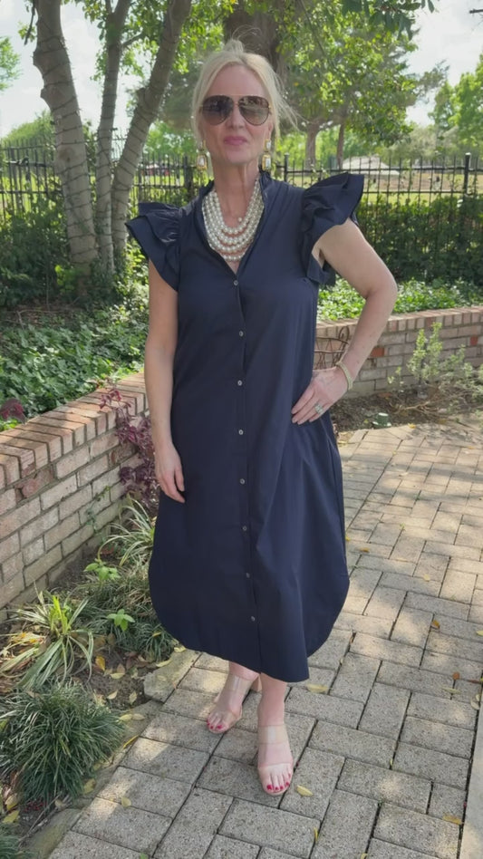 Navy Grace Midi Dress
