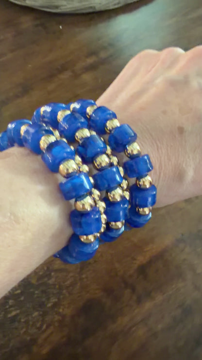 Blue & Gold Gameday Bracelet Set