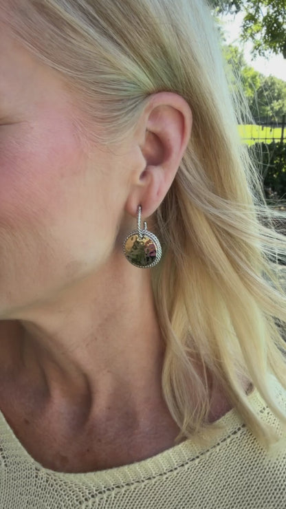 Twisted Harmony Two-Tone Hammered Earring