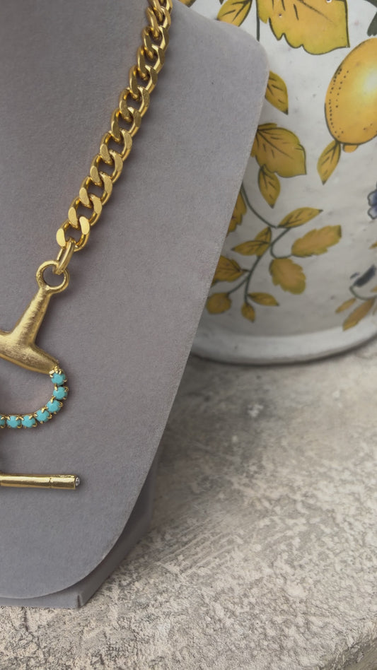 Turquoise Horsebit Lariat Necklace