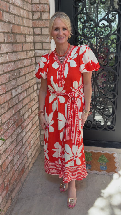 Orange Grove Midi Dress