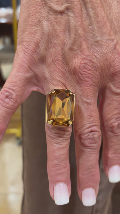 Grand Glam Crystal Ring- Deep Topaz