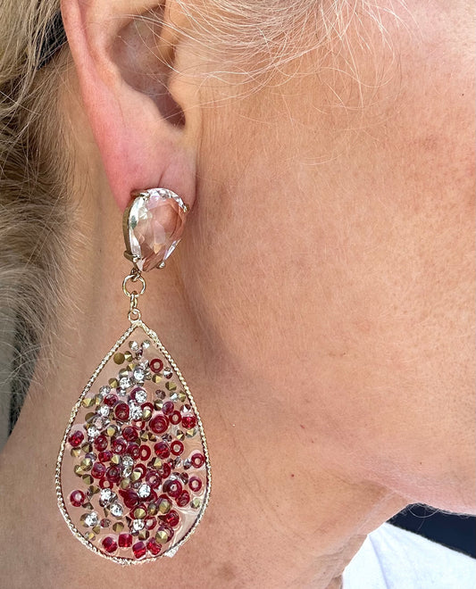 Red Sparkle Resin Earring