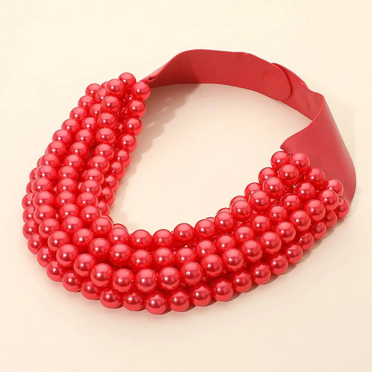 Bella Mutlistrand Necklace- Red