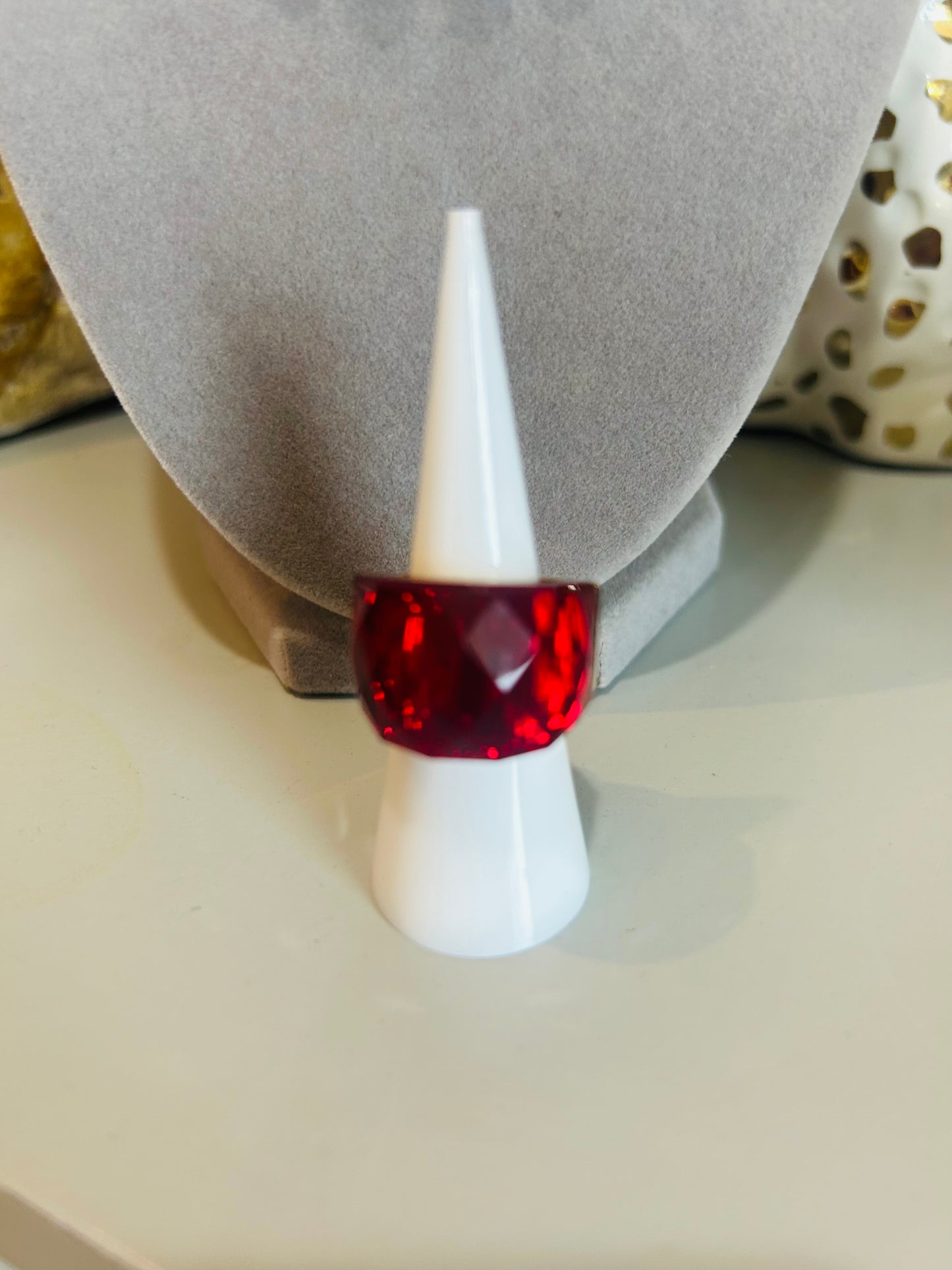 Ruby Faceted Ring