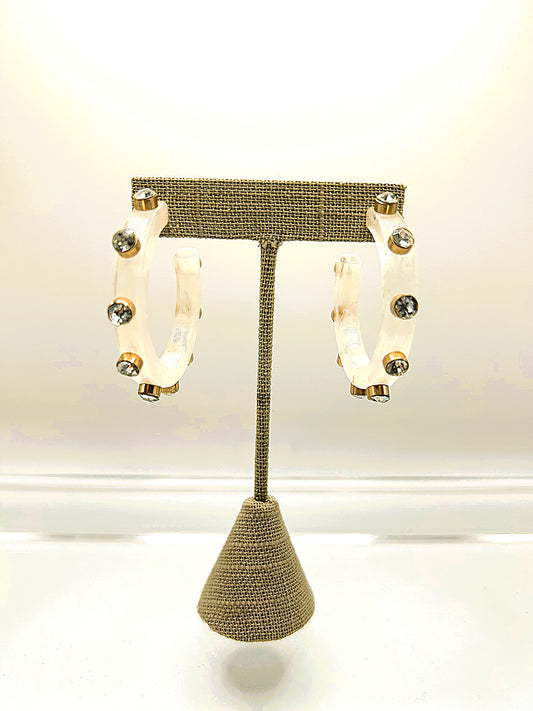 White Resin Hoop with Rhinestones