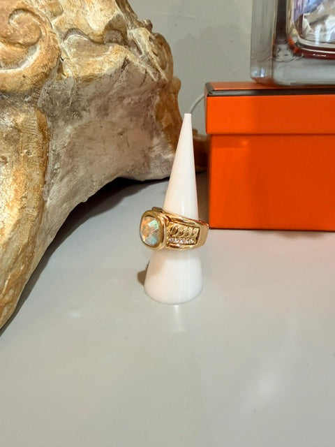Luxe Gold and AB Crystal Ring