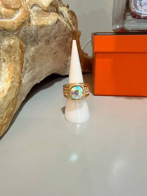 Luxe Gold and AB Crystal Ring