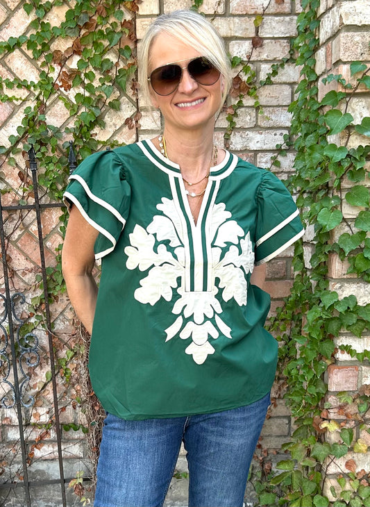 Pine Flutter Blouse