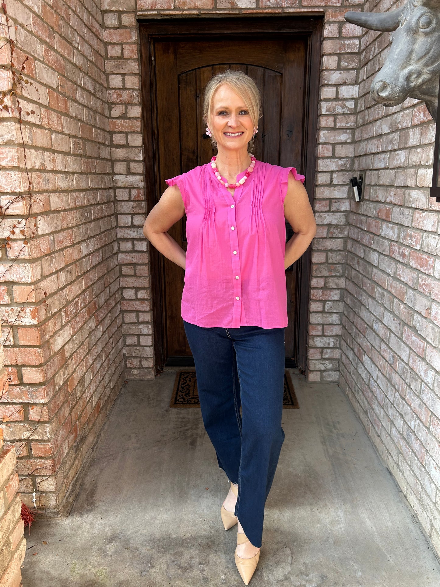 Soft Rose Pleated Blouse