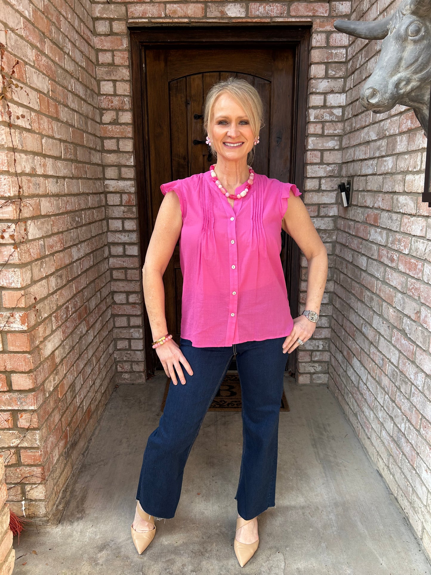 Soft Rose Pleated Blouse