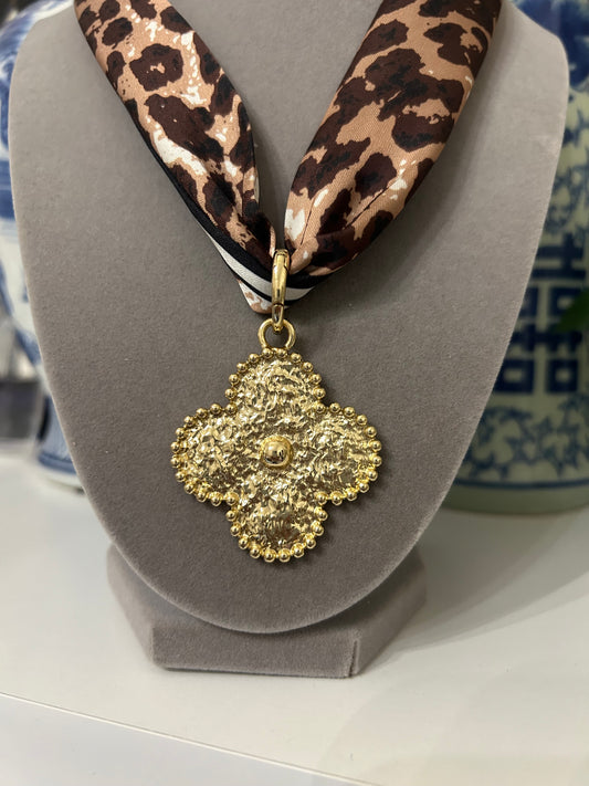 Gold Clover Scarf Charm