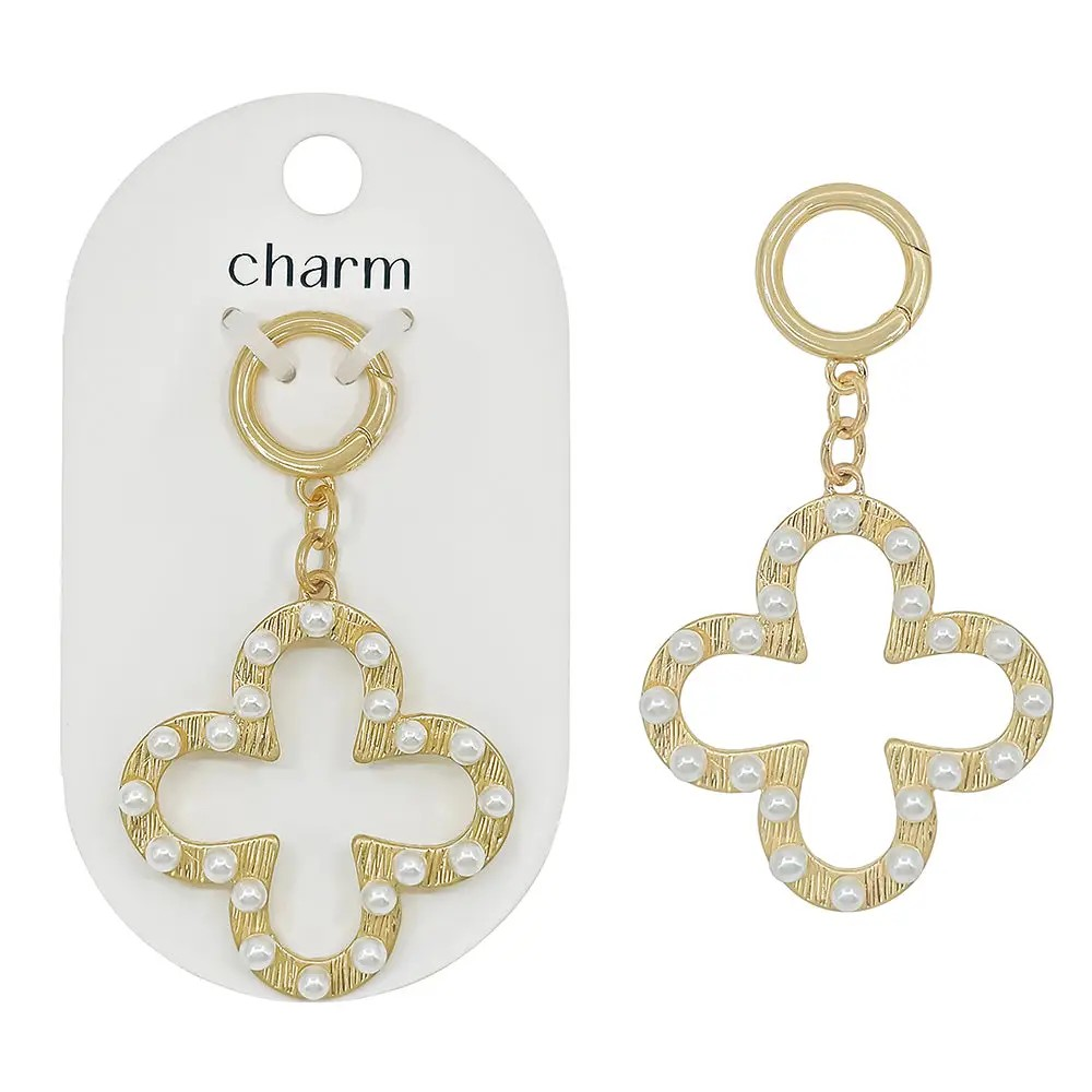 Pearl Studded Clover Scarf Charm