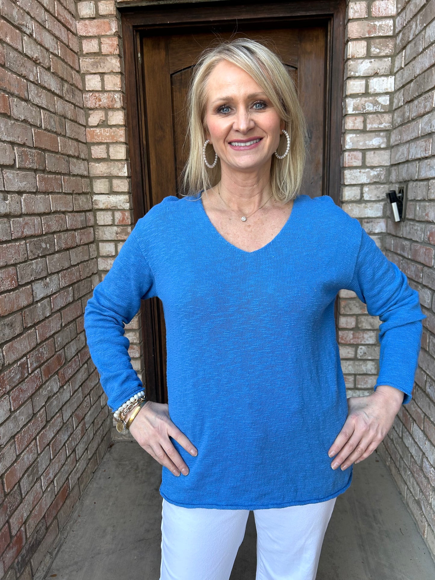 Seaside Knit Sweater-Ibiza Blue