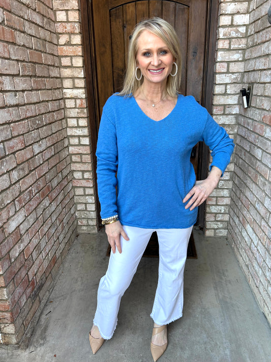 Seaside Knit Sweater-Ibiza Blue