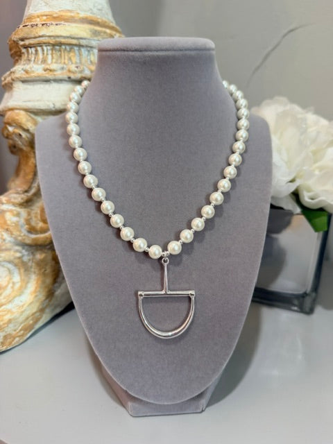 Pearl and Bit Elegance Necklace -Silver