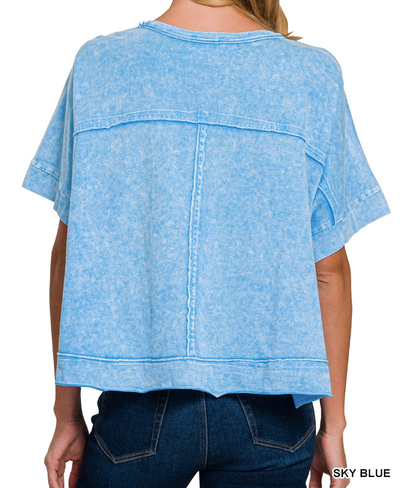 Suzy Sky Blue Snow Washed Box Tee