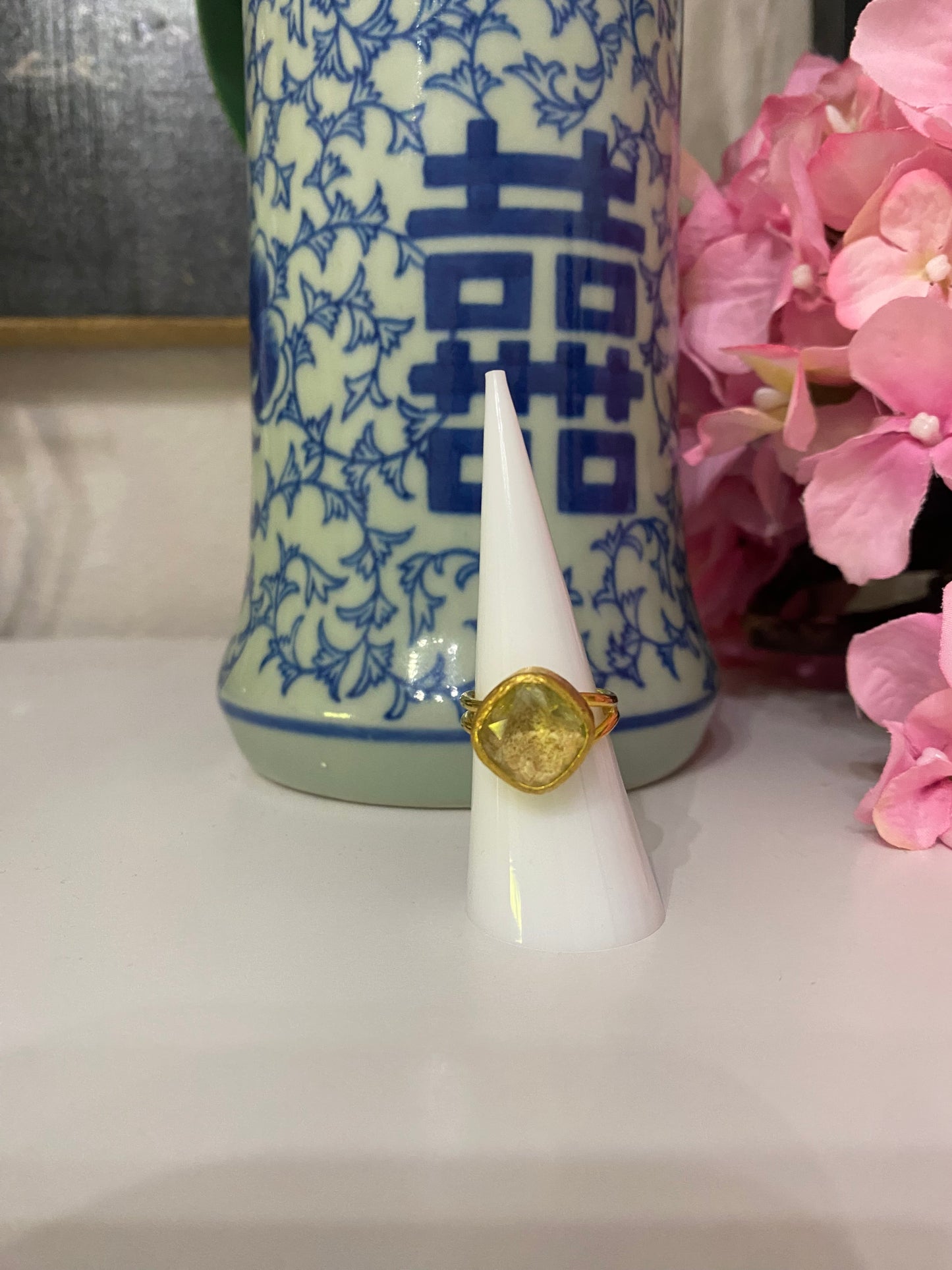 Champagne Stone Ring- Square