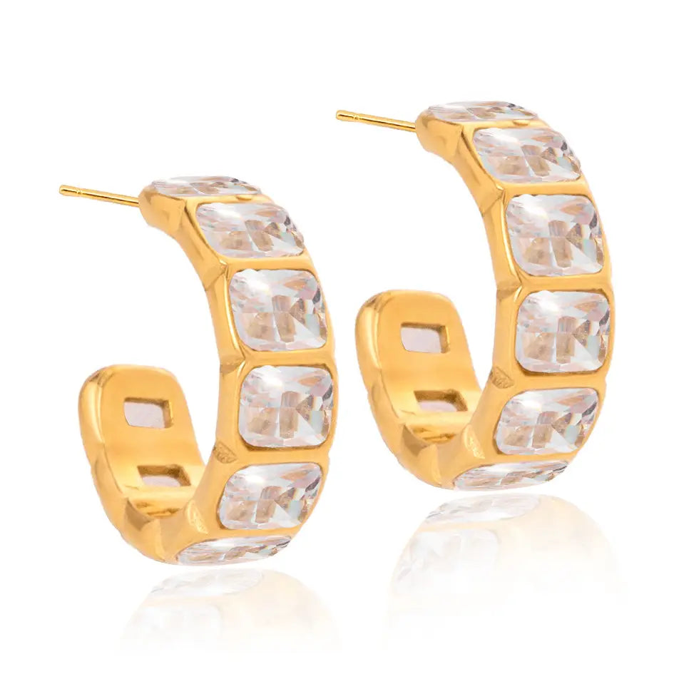 Square CZ Hoop Earrings