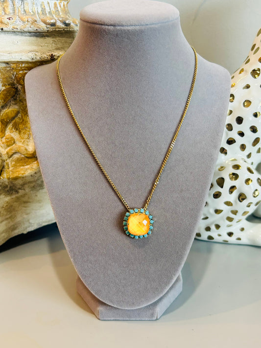 Tova Cambrie Necklace- Turquoise/Orange