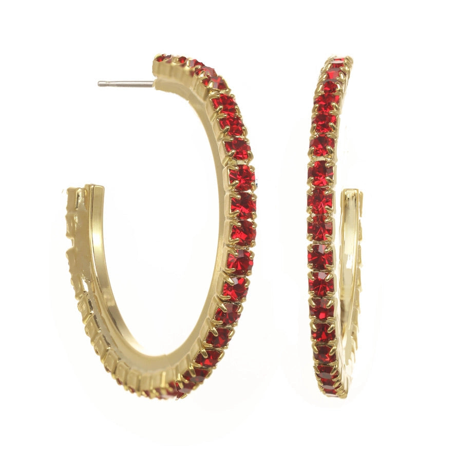 Tova Slim Hoop Earrings- Red