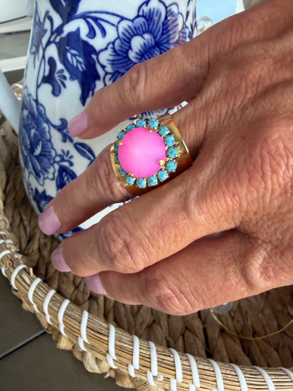 Tova Jacci Ring CUSTOM- Petal Pink/TQ
