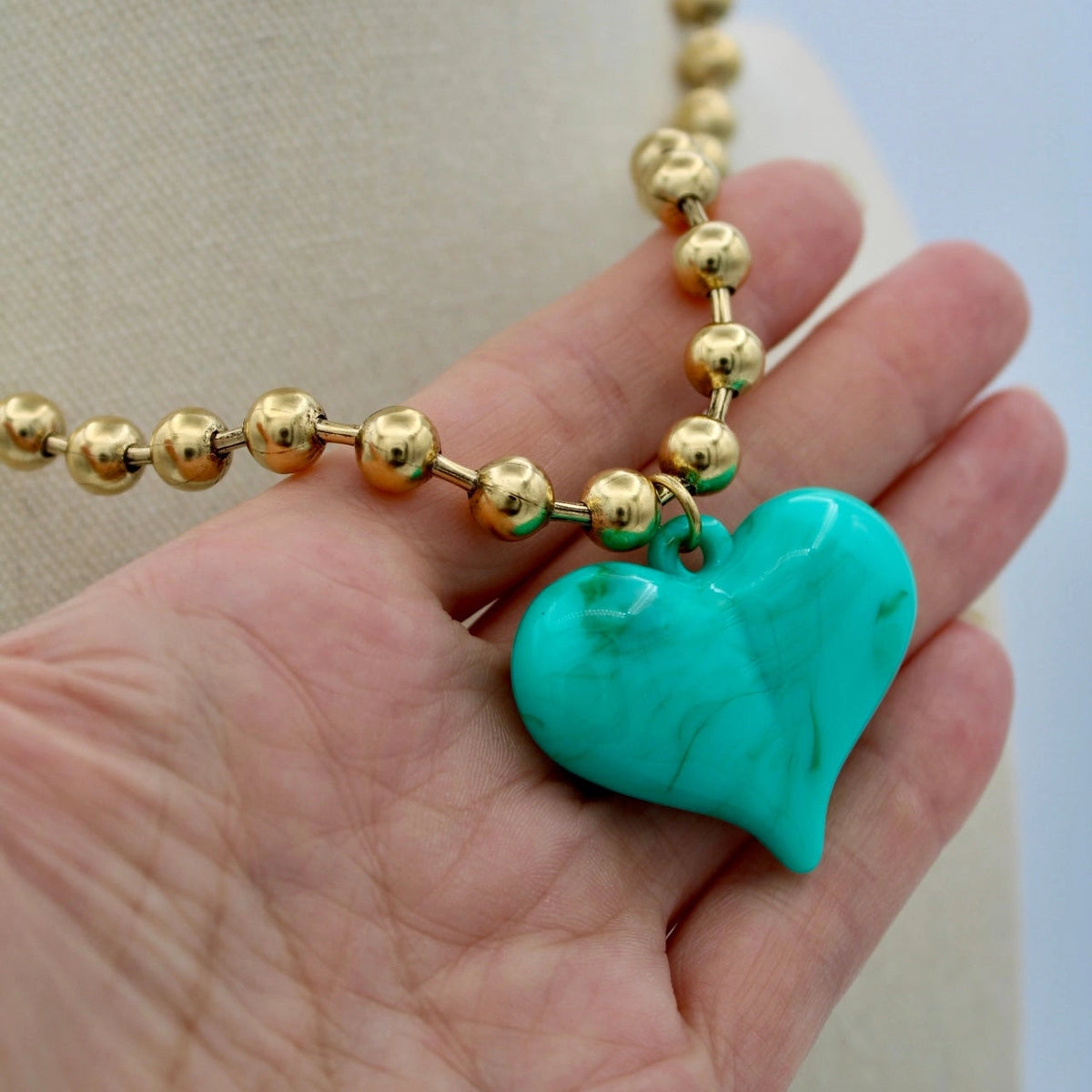 Traci Heart Necklace- Turquoise