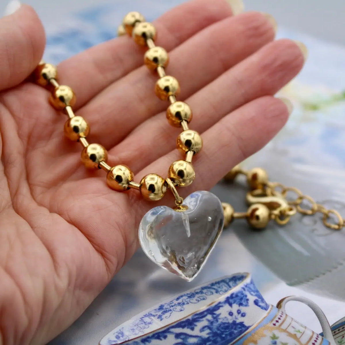 Traci Heart Necklace- Clear