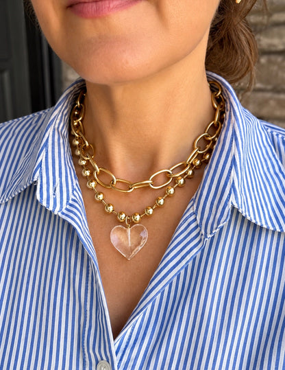 Traci Heart Necklace- Clear
